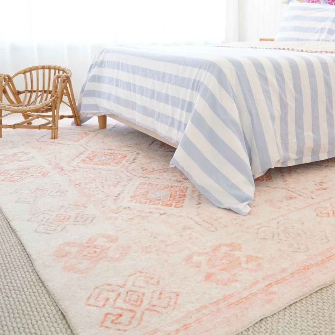 Miss Amara Caitlin Orange And Peach Tribal Pattern Washable Rug