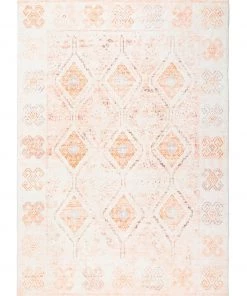 Miss Amara Caitlin Orange And Peach Tribal Pattern Washable Rug
