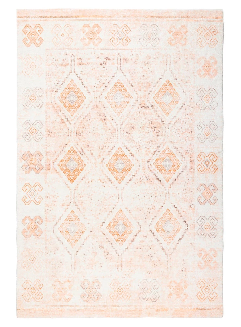 Miss Amara Caitlin Orange And Peach Tribal Pattern Washable Rug