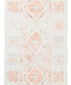 Miss Amara Caitlin Orange And Peach Tribal Pattern Washable Runner Rug