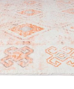 Miss Amara Caitlin Orange And Peach Tribal Pattern Washable Rug