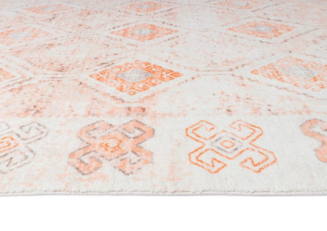 Miss Amara Caitlin Orange And Peach Tribal Pattern Washable Rug