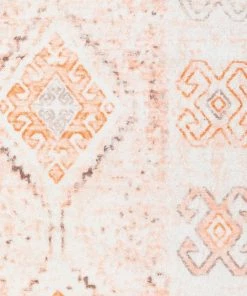 Miss Amara Caitlin Orange And Peach Tribal Pattern Washable Runner Rug