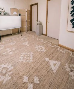 Miss Amara Calata Brown And Cream Bordered Tribal Jute Rug All Rugs