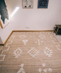 Miss Amara Calata Brown And Cream Bordered Tribal Jute Rug All Rugs