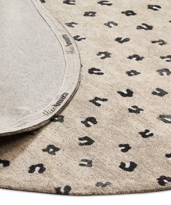 Miss Amara Candice Beige Round Leopard Animal Print Rug
