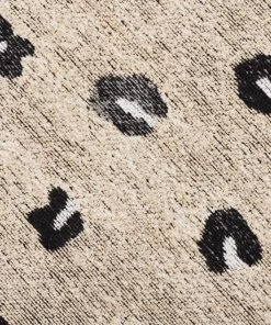 Miss Amara Candice Beige Round Leopard Animal Print Rug