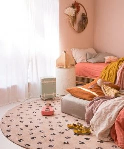 Miss Amara Candice Beige Round Leopard Animal Print Rug