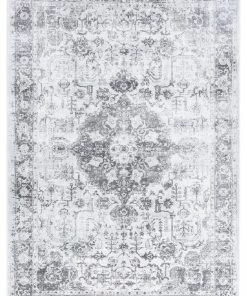 Miss Amara Cara Cream And Grey Transitional Medallion Rug