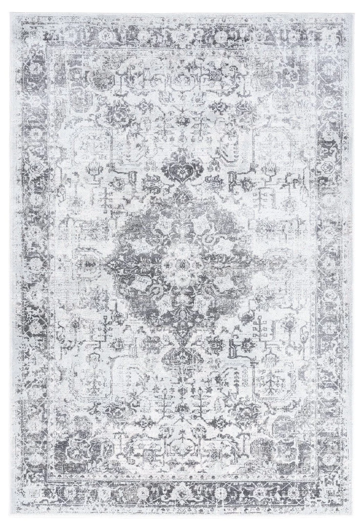 Miss Amara Cara Cream And Grey Transitional Medallion Rug