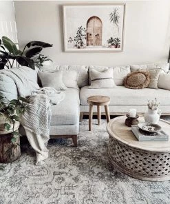 Miss Amara Cara Cream And Grey Transitional Medallion Rug
