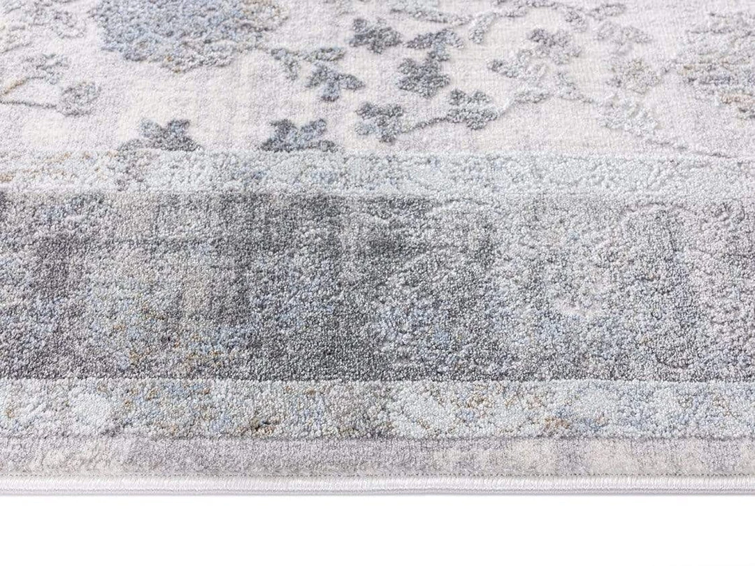 Miss Amara Cara Cream And Grey Transitional Medallion Rug