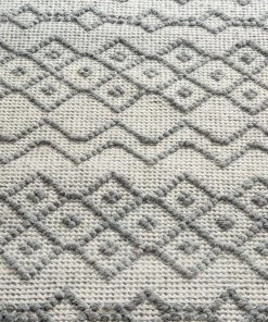 Miss Amara Carlita Grey And Ivory Diamond Pattern PET Rug