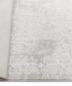 Miss Amara Cecilia Grey And Ivory Distressed Floral Rug