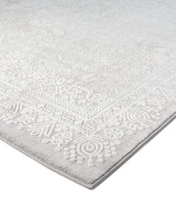 Miss Amara Cecilia Grey And Ivory Distressed Floral Rug