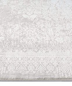 Miss Amara Cecilia Grey And Ivory Distressed Floral Rug