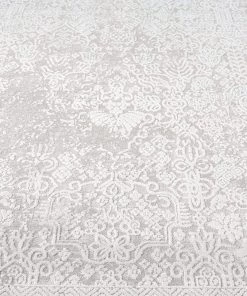 Miss Amara Cecilia Grey And Ivory Distressed Floral Rug