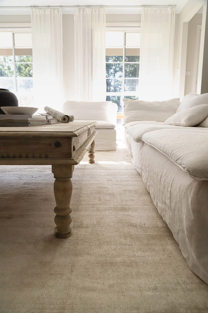 Miss Amara Claude Beige And Ivory Distressed Viscose Rug