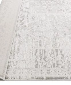 Miss Amara Clementine Grey And Ivory Distressed Floral Rug