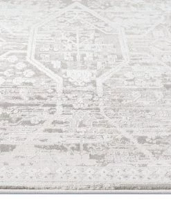 Miss Amara Clementine Grey And Ivory Distressed Floral Rug