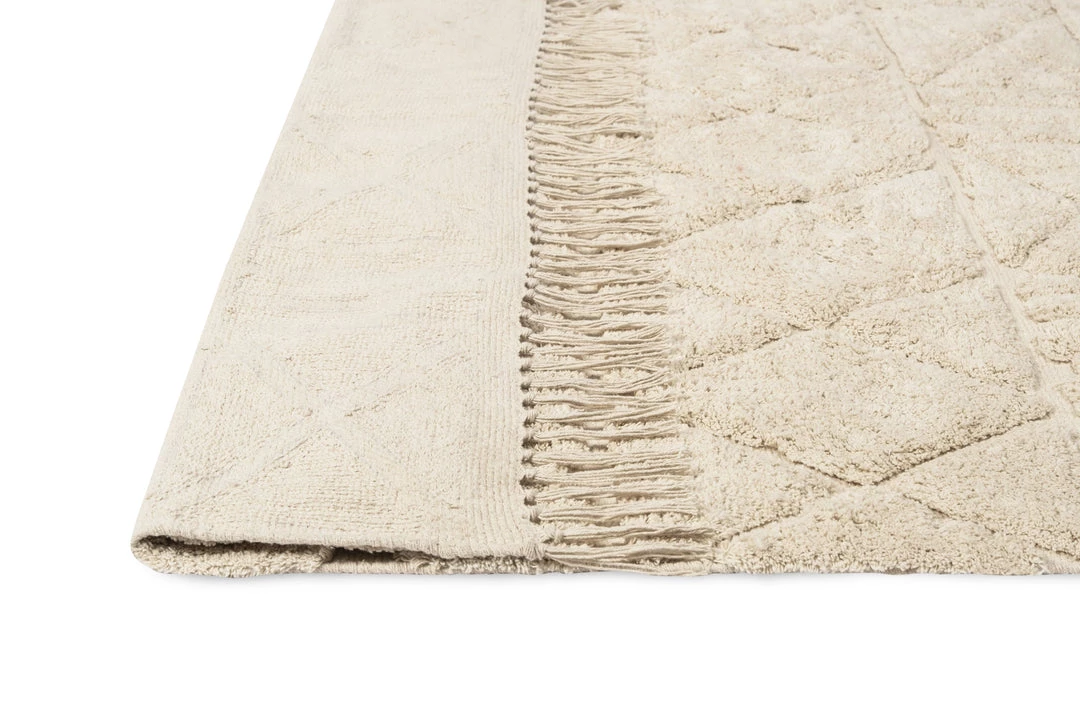 Miss Amara Coco Ivory Tribal Textured Washable Shag Rug