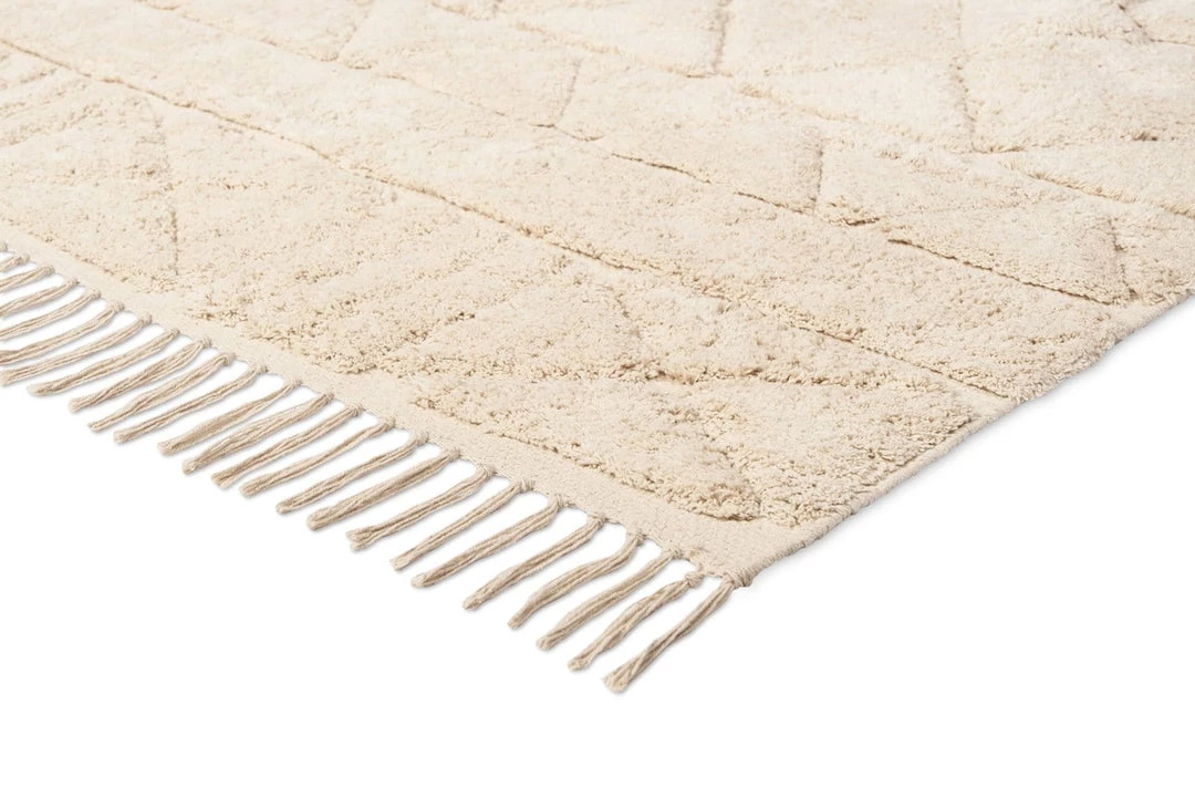 Miss Amara Coco Ivory Tribal Textured Washable Shag Rug