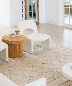 Miss Amara Coco Ivory Tribal Textured Washable Shag Rug