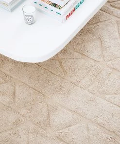 Miss Amara Coco Ivory Tribal Textured Washable Shag Rug