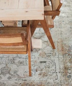 Miss Amara Constance Beige And Blue Distressed Floral Rug