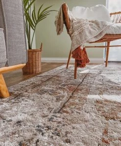 Miss Amara Constance Beige And Blue Distressed Floral Rug