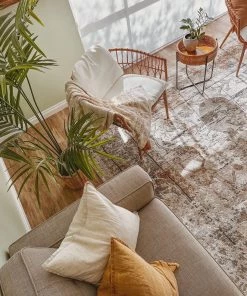 Miss Amara Constance Beige And Blue Distressed Floral Rug