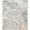 Miss Amara Constance Beige And Blue Distressed Floral Runner Rug