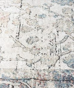 Miss Amara Constance Beige And Blue Distressed Floral Rug