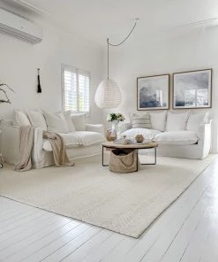 Miss Amara All Rugs Cualli Ivory Cream Textured Rug