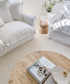 Miss Amara All Rugs Cualli Ivory Cream Textured Rug