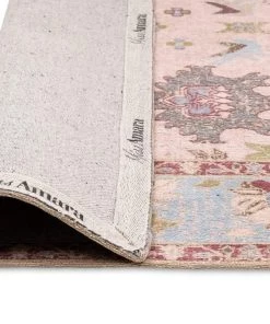 Miss Amara Dakota Blue And Pink Bordered Floral Rug All Rugs