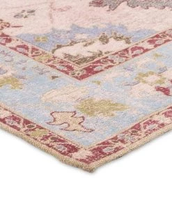 Miss Amara Dakota Blue And Pink Bordered Floral Rug All Rugs