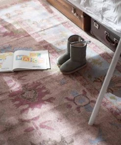 Miss Amara Dakota Blue And Pink Bordered Floral Rug All Rugs