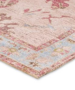 Miss Amara All Rugs Dakota Blue And Pink Bordered Floral Runner Rug