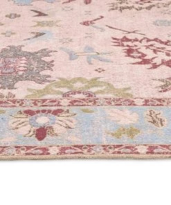 Miss Amara Dakota Blue And Pink Bordered Floral Rug All Rugs
