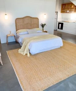 Miss Amara Daliah Scandi Diamond Pattern Gold Flatweave Rug