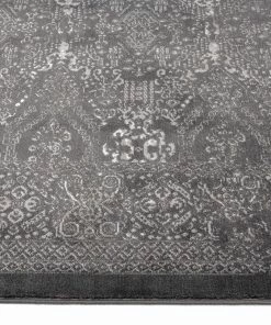 Miss Amara All Rugs Dalma Charcoal Grey And Ivory Traditional Distressed Runner Rug