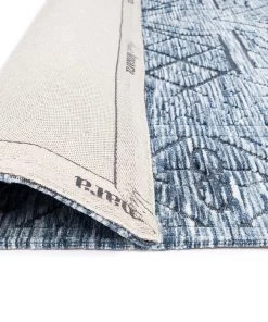 Miss Amara Darcy Blue Ivory And Charcoal Textured Tribal Runner Rug All Rugs