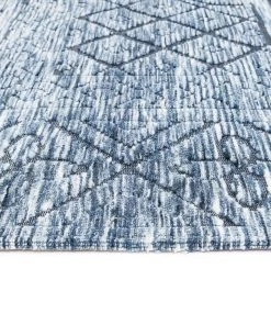 Miss Amara Darcy Blue Ivory And Charcoal Textured Tribal Rug