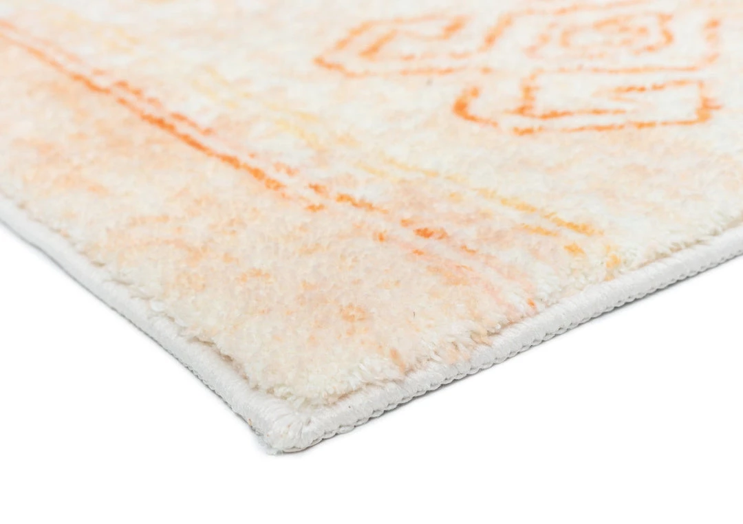 Miss Amara Dayanna Orange And Cream Tribal Washable Runner Rug