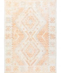 Miss Amara Dayanna Orange And Cream Tribal Washable Rug