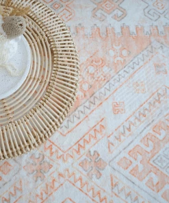 Miss Amara Dayanna Orange And Cream Tribal Washable Rug