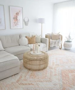 Miss Amara Dayanna Orange And Cream Tribal Washable Rug