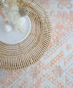 Miss Amara Dayanna Orange And Cream Tribal Washable Rug