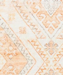 Miss Amara Dayanna Orange And Cream Tribal Washable Runner Rug